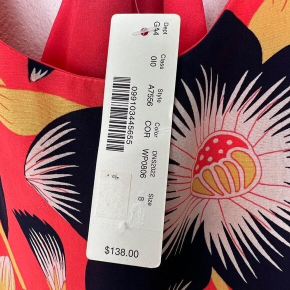 J Crew Coral Floral Twist Back Sleeveless Silk Dress Womens 8 - Picture 5 of 8